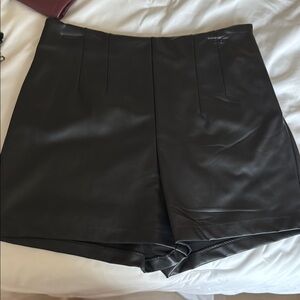 Black Faux Leather Shorts